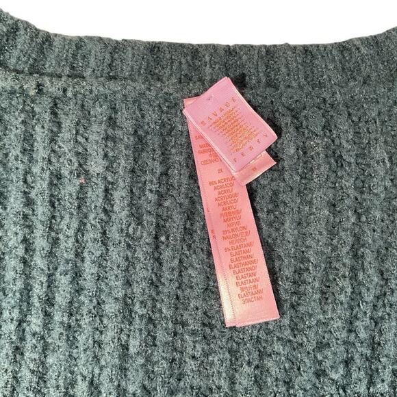 Savage X Fenty Fuzz Knit V-Neck Sweater Longer Back Body 2x Fuzzy High Quality - Picture 8 of 11